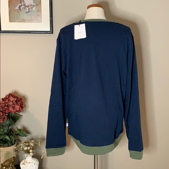 Onia Hudson Crewneck, Navy w/ Army Green Trim - Picture 5 of 15
